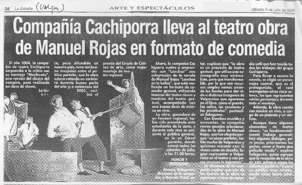 Compañía Cachiporra lleva al teatro obra de Manuel Rojas en formato de comedia