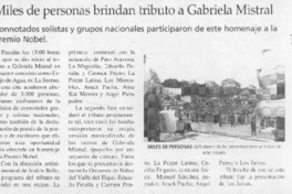 Miles de personas brindan tributo a Gabriela Mistral