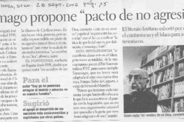 Saramago propone "pacto de no agresión"