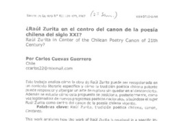 ¿Raúl Zurita en el centro del canon de la poesía chilena del siglo 21?