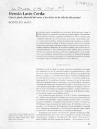 Hernán Lavín Cerda, Entre la piedra filosofal del amor y los vicios de la vida de ultratumba  [artículo] Rodolfo Mata