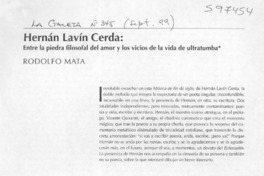 Hernán Lavín Cerda, Entre la piedra filosofal del amor y los vicios de la vida de ultratumba  [artículo] Rodolfo Mata
