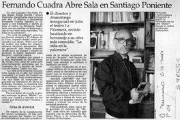 Fernando Cuadra abre sala en Santiago poniente  [artículo]