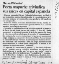 Poeta mapuche reivindica sus raíces en capital española  [artículo]