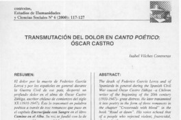 Transmutación del dolor en canto poético, Oscar Castro  [artículo] Isabel Vilches Contreras