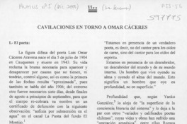 Cavilaciones en torno a Omar Cáceres  [artículo] Ignacio Herrera González