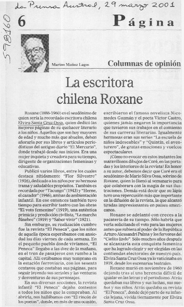 La escritora chilena Roxane