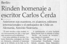 Rinden homenaje a escritor Carlos Cerda  [artículo]