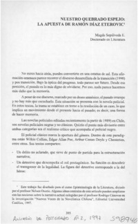 Nuestro quebrado espejo, la apuesta de Ramón Díaz Eterovic  [artículo] Magda Sepúlveda E.