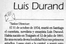 Luis Durand  [artículo] Hernán Navarrete Rojas