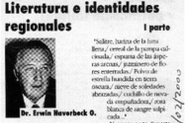 Literatura e identidades regionales, I parte  [artículo] Erwin Haverbeck O.