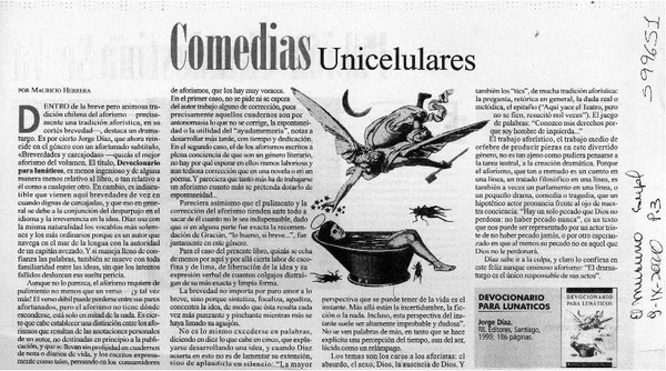 Comedias unicelulares  [artículo] Mauricio Herrera