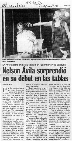 Nelson Ávila sorprendió en su debut en las tablas  [artículo] Marietta Santí