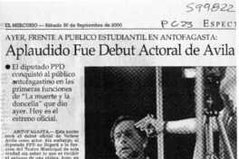Aplaudido fue debut actoral de Avila  [artículo] Jorge Melín