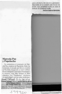 Marcela Paz y Papelucho  [artículo] Gustavo Galerce Marambio