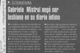 Gabriela Mistral negó ser lesbiana en su diario íntimo  [artículo]