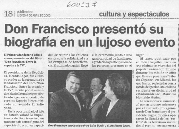Don Francisco presentó su biografía en un lujoso evento  [artículo]