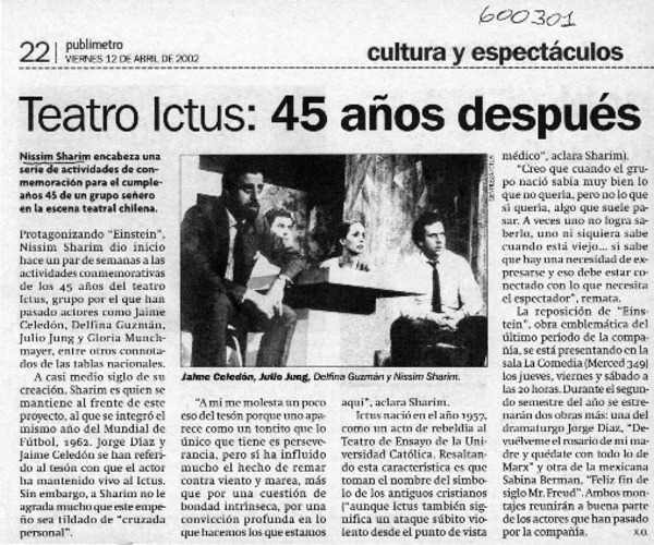 Teatro Ictus, 45 años después  [artículo] X. O.