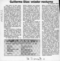Guillermo Díaz, velador nocturno  [artículo] Alejandro Witker