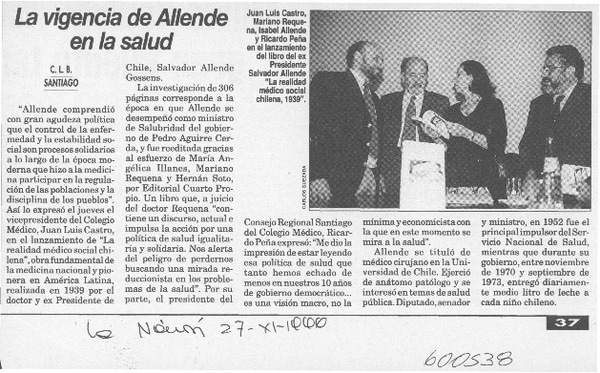 La vigencia de Allende en la salud  [artículo] C. L. B.