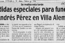 Medidas especiales para funeral de Andrés Pérez en Villa Alemana  [artículo]