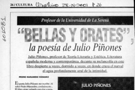 "Bellas y orates", la poesía de Julio Piñones  [artículo] Pedro Marambio Vásquez