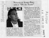 Natalicio de Andrés Pérez sería "Día del Teatro"  [artículo]