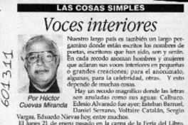 Voces interiores  [artículo] Héctor Cuevas Miranda