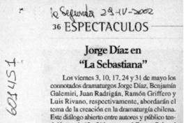 Jorge Díaz en "La Sebastiana"  [artículo]