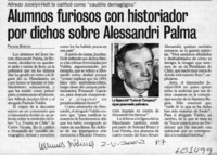 Alumnos furiosos con historiador por dichos sobre Alessandri Palma  [artículo] Paulina Barriga