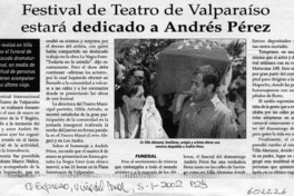 Festival de teatro de Valparaíso estará dedicado a Andrés Pérez  [artículo]