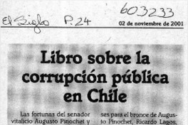 Libro sobre la corrupción pública en Chile  [artículo]