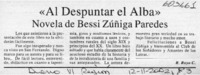 "Al despertar el alba" novela de Bessi Zúñiga Paredes  [artículo] R. Royo C.