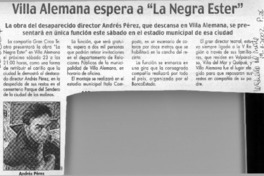 Villa Alemana espera a "La Negra Ester"  [artículo]