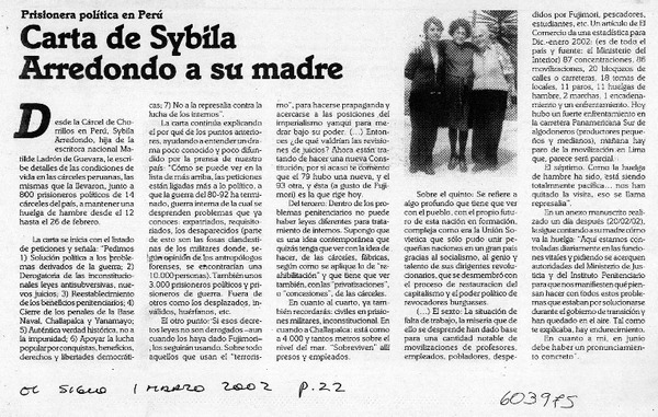 Carta de Sybila Arredondo a su madre  [artículo]