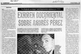 Exhiben documental sobre Andrés Pérez  [artículo]