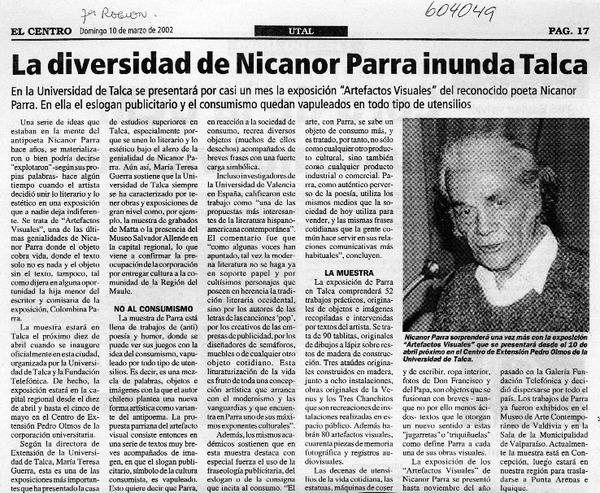 La diversidad de Nicanor Parra inunda Talca  [artículo]