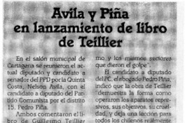 Ávila y Piña en el lanzamiento de libro de Teillier  [artículo]