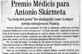 Premio Médicis para Antonio Skármeta  [artículo]
