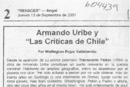 Armando Uribe y "Las críticas de Chile"  [artículo] Wellington Rojas Valdebenito
