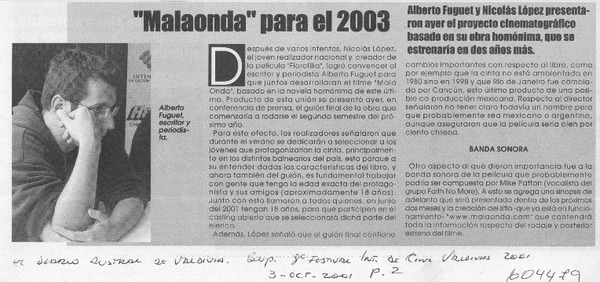 "Malaonda" para el 2003  [artículo]