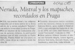 Neruda, Mistral y los mapuches, recordados en Praga  [artículo]