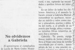No olvidemos a Gabriela  [artículo] Juan Meza Sepúlveda