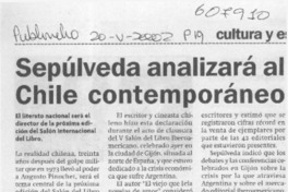Sepúlveda analizará al Chile contemporáneo  [artículo]