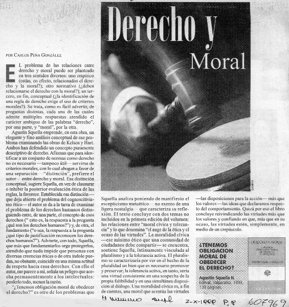 Derecho y moral  [artículo] Carlos Peña González