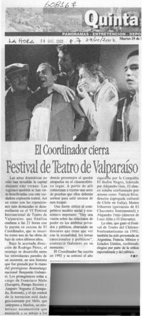 Festival de teatro de Valparaíso  [artículo] F. M. F.