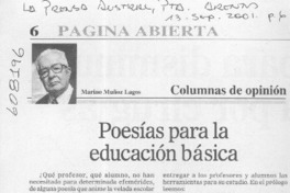 Poesías para la educación básica  [artículo] Marino Muñoz Lagos