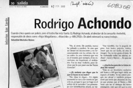 Rodrigo Achondo  [artículo] Sebastián Montalva Wainer
