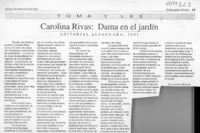 Carolina Rivas, Dama en el jardín  [artículo] Juan Antonio Massone