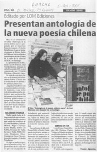 Presentan antología de poesía chilena nueva  [artículo]